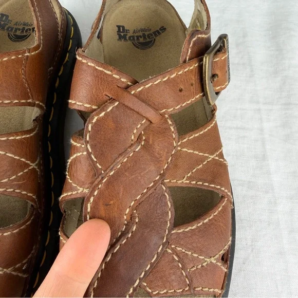 Dr Martens Vintage Y2K Chunky Sandals Women 11Brown Leather Slingback 5A85 EU 43 - Picture 8 of 16